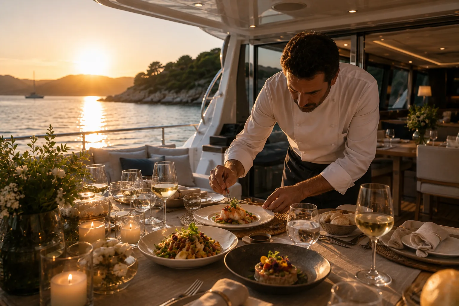 Privates Dinner auf einer Yacht