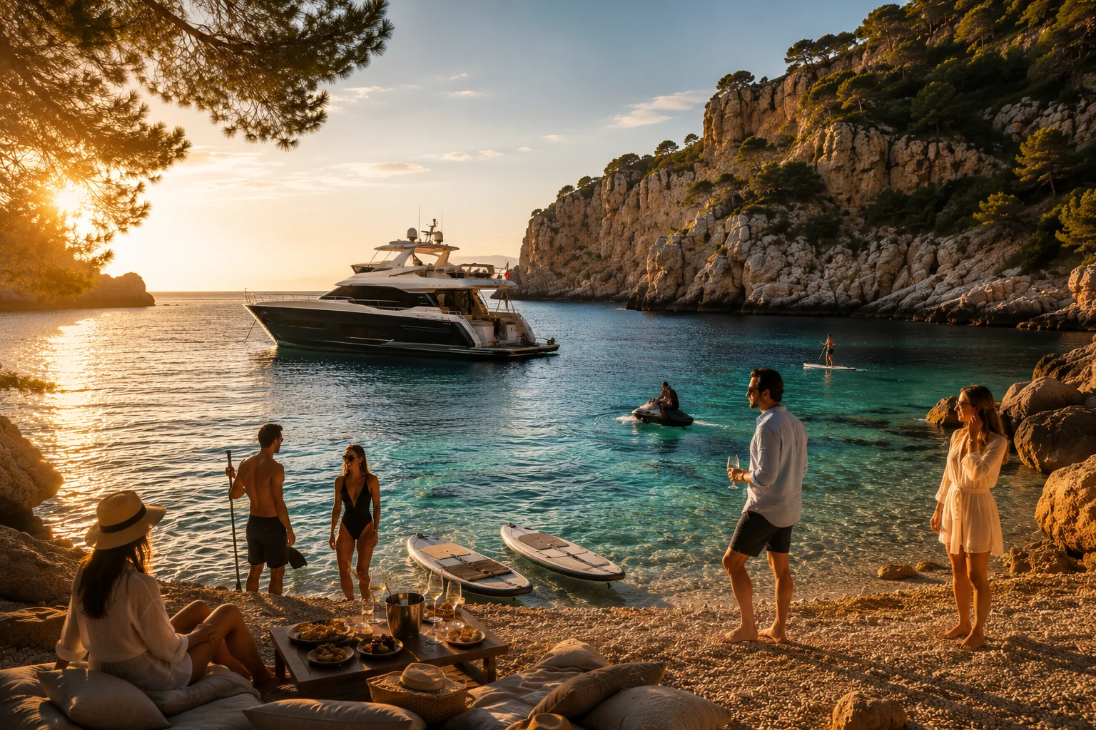 Yacht in einer verborgenen Bucht