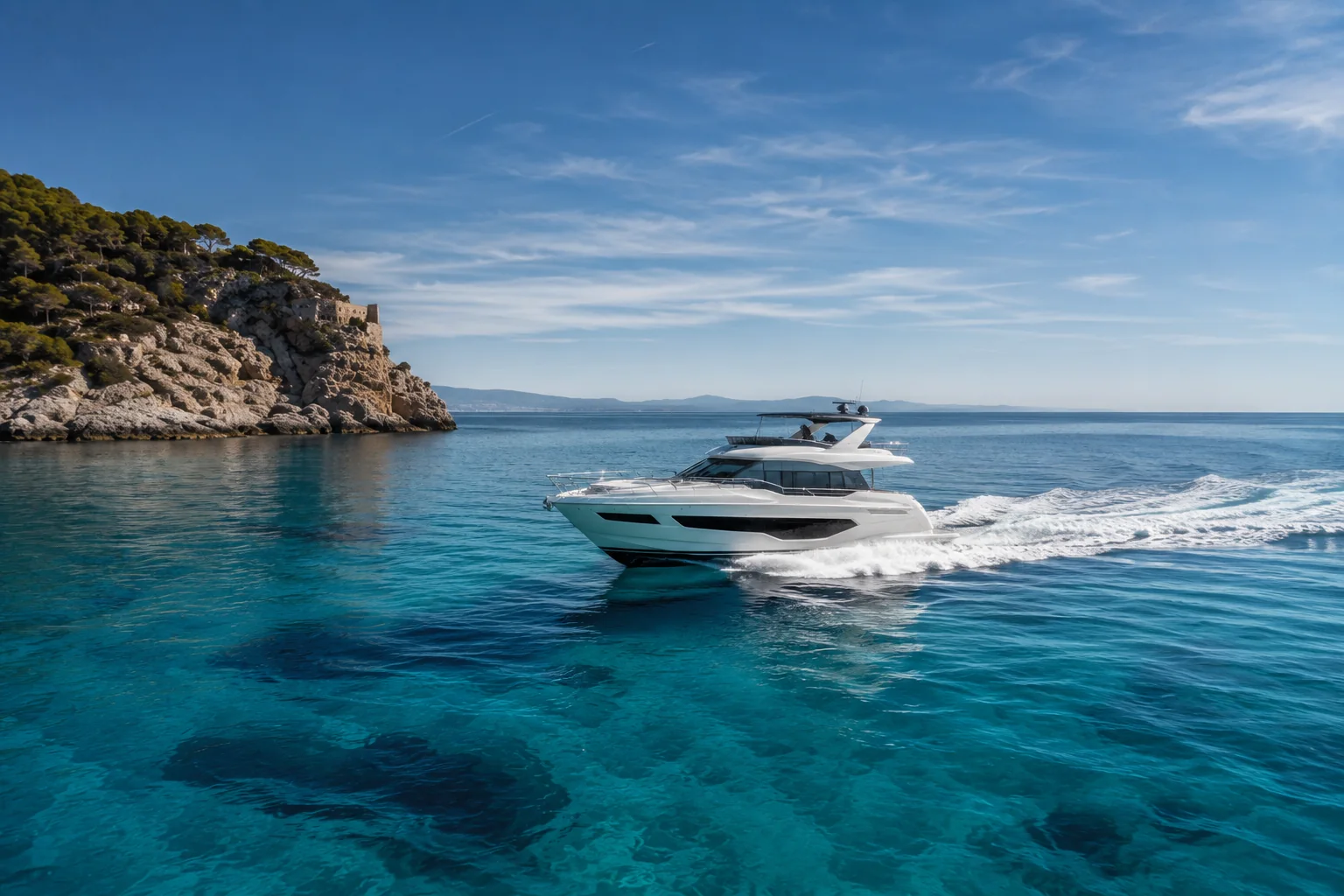 A suitable charter yacht in clear Mediterranean water