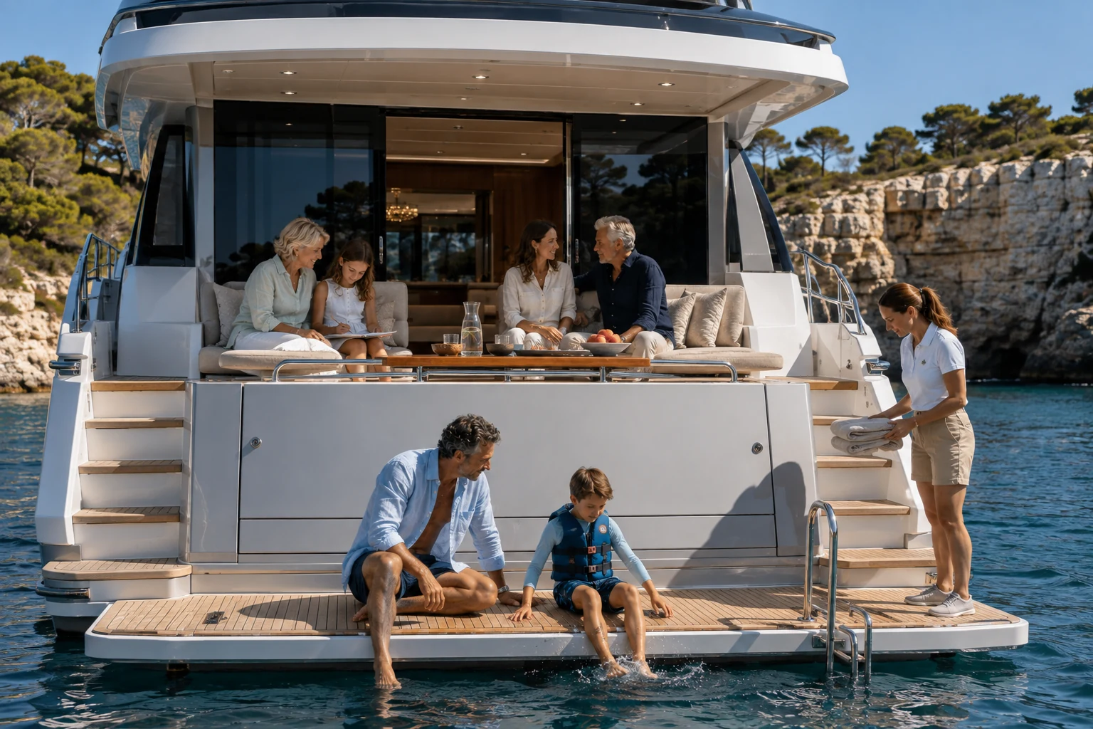 A family following different rhythms on the same yacht