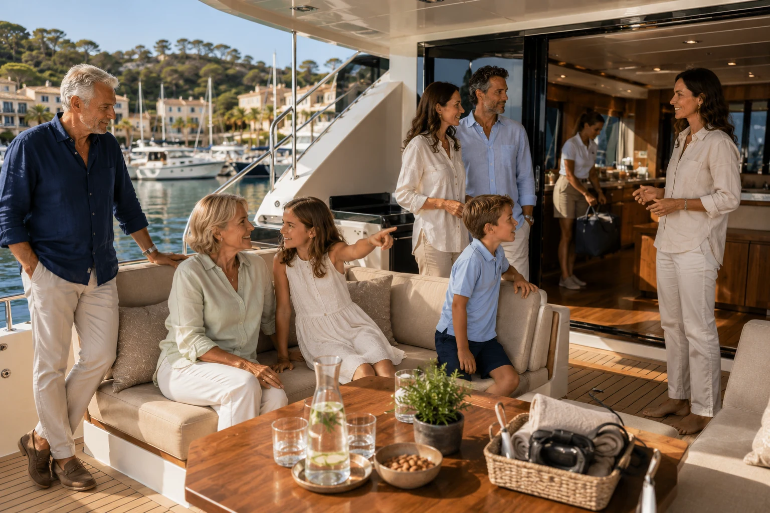Three generations welcomed quietly aboard a yacht